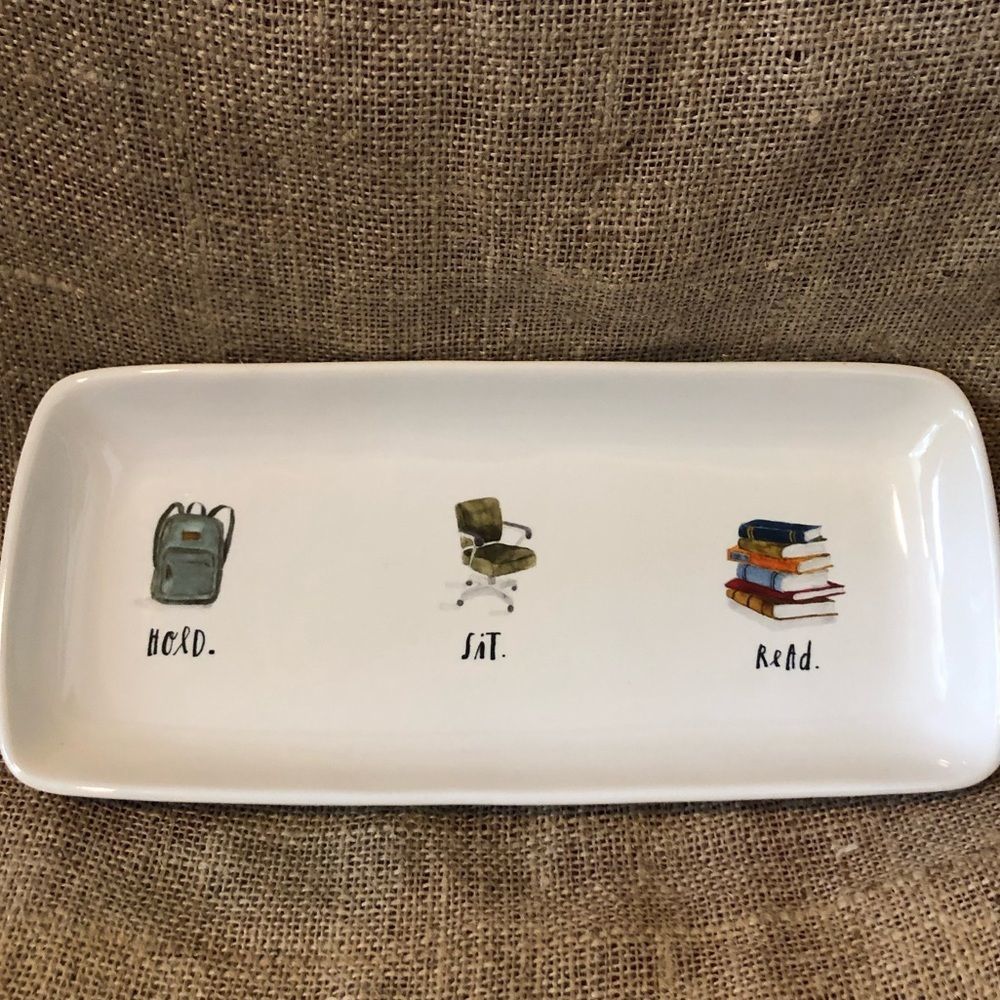 RAE DUNN artisan collection Hold..Sit.Read platter